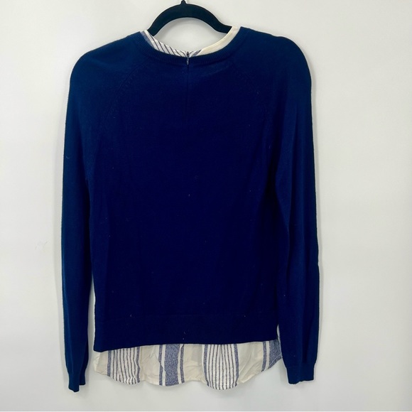 Joie Zaan Woven Sweater Shirt Pullover Crewneck Wool Cashmere Top Navy XS Blouse - Picture 6 of 11